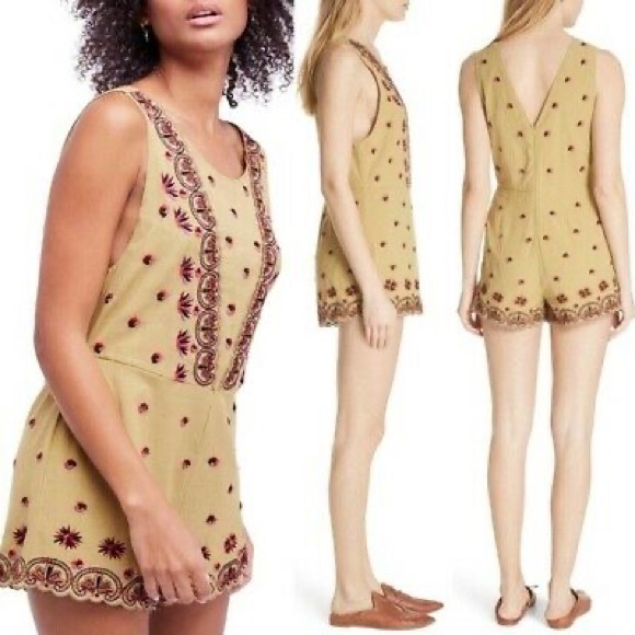 SOLD Free people embroidered floral olive romper size 2 - Picture 10 of 10